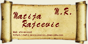 Matija Rajčević vizit kartica